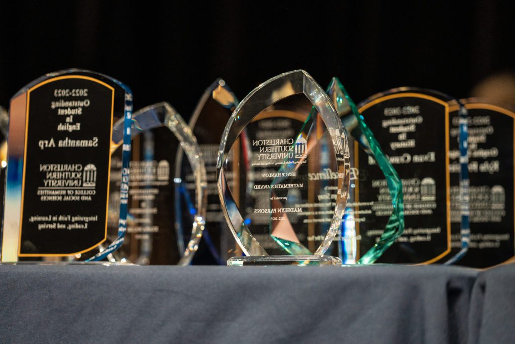 Multiple awards classified on a table