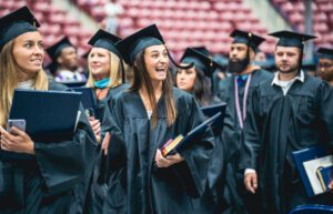Students at CSU are smiling and happy at the graduation ceremony
