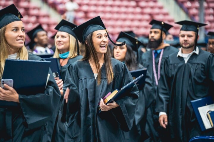 Students at CSU are smiling and happy at the graduation ceremony