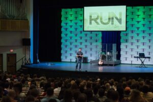 Shay Robbins speaking at CSU's chapel