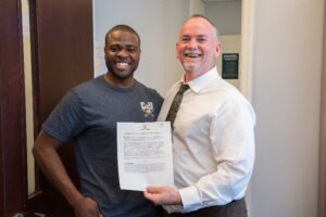 Princeton McBride receiving the Palmetto Fellows award