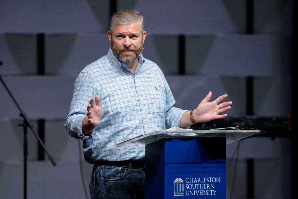 Dr. Steven Wade speaks at the Chapel