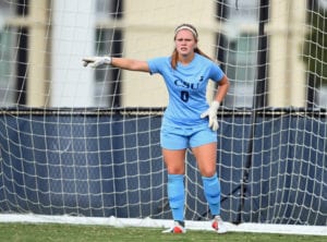 Jazmin Gonzalez stands in the goal