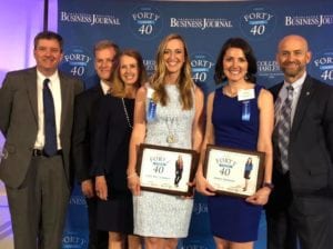Cady Nell Keener and Jenna Johnson are joined by Executive VP Michael Bryant, President Dondi Costin, Vickey Costin and VP of Development David Baggs at the CRBJ Forty Under 40 event.