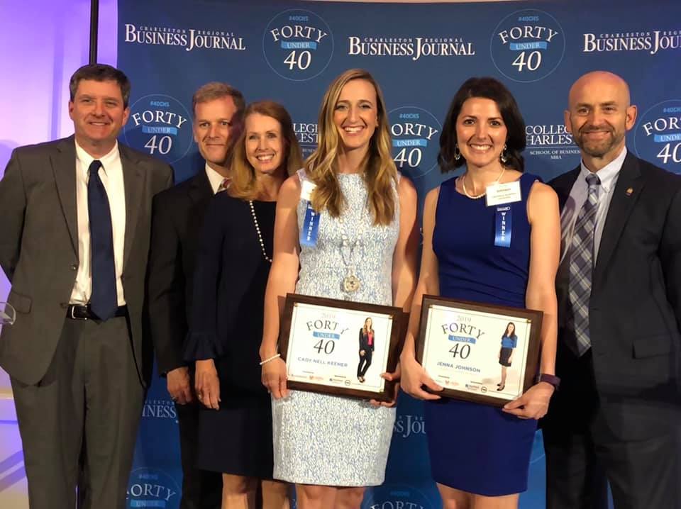 Cady Nell Keener and Jenna Johnson are joined by Executive VP Michael Bryant, President Dondi Costin, Vickey Costin and VP of Development David Baggs at the CRBJ Forty Under 40 event.