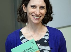 Dr. Carissa Smith of Charleston Southern University holds her new book Cyborg Saints