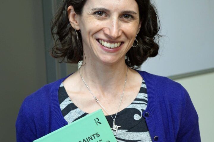 Dr. Carissa Smith of Charleston Southern University holds her new book Cyborg Saints