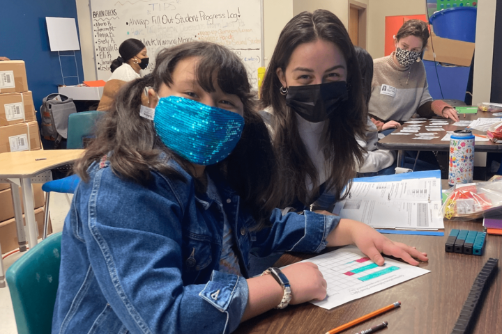 CSU student Caroline Smith with Ladson elementary student