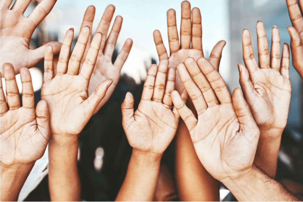 Raising hands