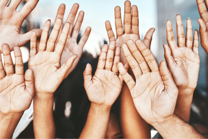 Raising hands